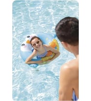 Intex + 8 Yaş Sevimli Hayvanlar Figürlü Çocuk Simit Şişme Havuz ve Deniz Yüzme Simidi M-59266 (Mavi)