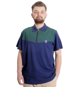 Mode XL Büyük Beden Erkek T-shirt Polo FRAGMENTED 23325 Mavi