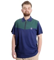Mode XL Büyük Beden Erkek T-shirt Polo FRAGMENTED 23325 Mavi