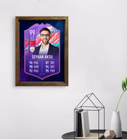 BK Gift Kişiye Özel Doğal Masif Ahşap Çerçeveli Tablo 45x65cm Futbolcu Kartı-2