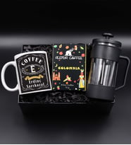 Kişiye Özel Retro Kupa & Alerya Coffe Colombia Filtre Kahve & Siyah French Press Hediye Seti