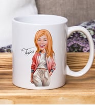 Kişiye Özel Karikatürlü Kadın Tasarımlı Beyaz Kupa Bardak-110, Arkadaşa Hediye , Karikatürlü Kupa Bardak