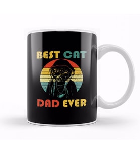 Best Cat Dad Ever Papa Cat Lover Kedi Kupa Bardak Porselen