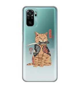 Xiaomi Redmi Note 10 / Note 10S Uyumlu Catana Kedi Tasarımlı Şeffaf Telefon Kılıfı