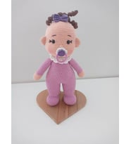Pembe Kız Emzikli Tombiş Bebek Amigurumi Organik Oyuncak