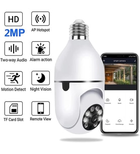 Wifi 360 Panoramik Ampul Kamera 1080P Gece Görüş Hareket Algılama Ev Güvenliği