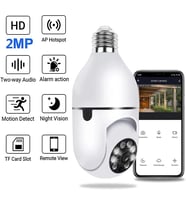 Wifi 360 Panoramik Ampul Kamera 1080P Gece Görüş Hareket Algılama Ev Güvenliği