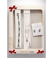 ÇELİK SET ZÜMRÜT IŞILTI ZERAFET SET HEDİYELİK SET (Gri Yeşil)
