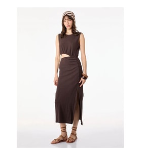 Koton Midi Slip Kahverengi Kadın Elbise 6SAL80007IK