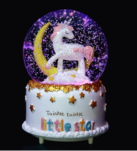 Unicorn Model Püskürtmeli Kar Küre Müzikli Işıklı Büyük Boy Sevgiliye Hediye