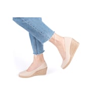 Gerçek Elişi Hasır Keten Espadril Dolgu Topuk Handmade (Koyu Bej)