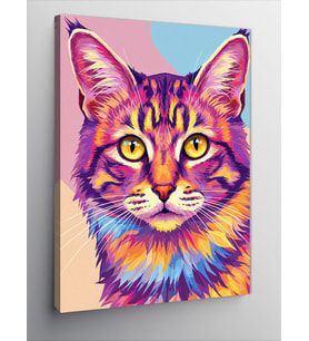 Kanvas Tablo Renkli Kedi Portresi