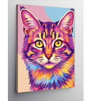 Kanvas Tablo Renkli Kedi Portresi