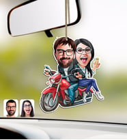 BK Gift Kişiye Özel Sevgililer Karikatürlü Ahşap Araba Dikiz Ayna Süsü-97