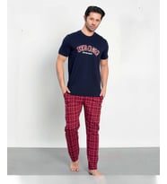 Senfoni Erkek Modal Bisiklet Yaka Kısa Kol Pijama Takımı 10354 -  1 Adet (Lacivert)