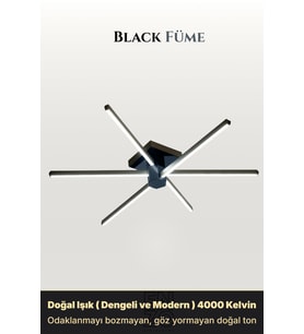 Nova 6 Füme LED Tavan Avize – Kumandalı Dim Edilebilir – Aşağı Işık