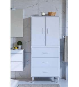 Eliusta Alia Çok Kullanışlı Dolap G:60 cm Üst Bölme Kapaklı Alt Bölme Çekmeceli 60x138x32,5 cm Modüler Dolap (Beyaz)