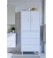 Eliusta Alia Çok Kullanışlı Dolap G:60 cm Üst Bölme Kapaklı Alt Bölme Çekmeceli 60x138x32,5 cm Modüler Dolap (Beyaz)