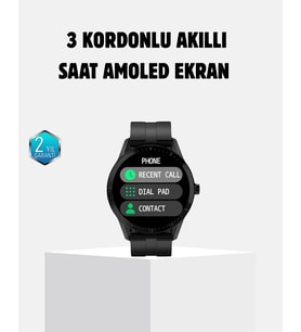 Mey İthalat® 3 Kordonlu Amoled Akıllı Saat – Takipli