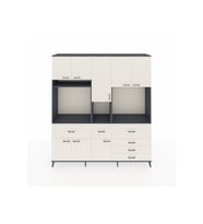 Hyperion Dolap 10 Raflı 6 Çekmeceli 8 Kapaklı 220x44x243 Antrasit-Aytaşı/Aytaşı