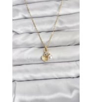 316L Çelik Zincir Gold Renk Deniz Kabuğu ve Deniz Yıldızı Model Zirkon Taşlı Kadın Kolye - TJ-BKO10841