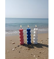ÇOK KALPLİ 3'LÜ HEDİYELİK DEKORATİF HOŞ KOKULU PARAFİN WAX MUM (MAVİ + BEYAZ + PEMBE RENKLİ)