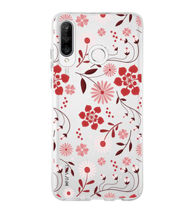 Huawei P30 Lite Uyumlu Kapak Flowers Tasarımlı Şeffaf Silikon Kılıf