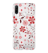 Huawei P30 Lite Uyumlu Kapak Flowers Tasarımlı Şeffaf Silikon Kılıf