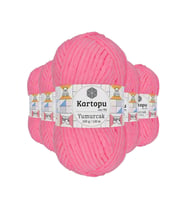 5 Adet Yumurcak Kadife El Örgü İpi Fosfor Pembe K773
