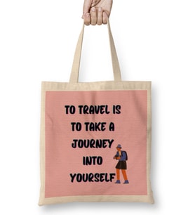 Funny Travel Gift design lover-Trippin Wanderlust Journey Adventurer Vacation Bez Çanta Uzun Saplı