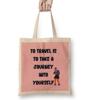 Funny Travel Gift design lover-Trippin Wanderlust Journey Adventurer Vacation Bez Çanta Uzun Saplı