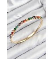 Pirinç Renkli Zirkon Taşlı Kalp Model Gold Renk Kadın Kelepçe TJ-BB7682