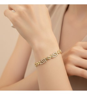 STİL İNCİSİ/XUPING JEWELRY LABİRENT DESENLİ ZİRKON TAŞLI BİLEKLİK (Altın Rengi)