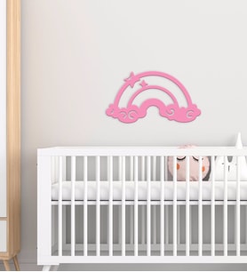 BK Gift Gökkuşağı Tasarımlı Çocuk Odası Ahşap Duvar Süsü-4 (Beyaz)