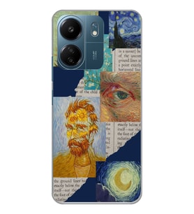 Xiaomi Redmi 13C Uyumlu Vincent van Gogh Kolaj Desenli Şeffaf Telefon Kılıfı