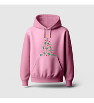 Christmas Tree Cimnastik Baskılı Hoodie Sweatshirt (Pembe)