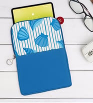 BK Gift Deniz Kabukları Tasarımlı Taşınabilir Koruyucu Tablet Kılıfı & Organizer Çanta - Mavi-2