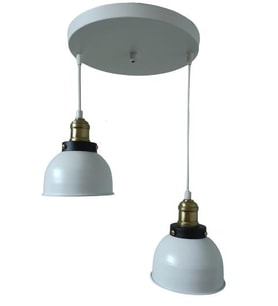 Rys Retro Metal Beyaz 2 li Eskitme Duylu Dekoratif Rustik Sarkıt Avize Çap :30 cm (Burnt Olive)