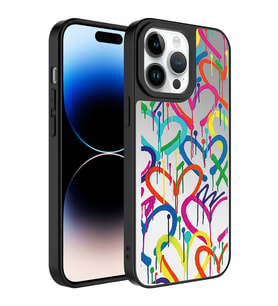 Apple iPhone 14 Pro Kılıf Aynalı Desenli Kamera Korumalı Parlak Zore Mirror Kılıf Kalp