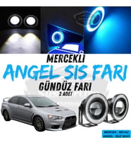 Mitsubishi Lancer 2007-2014 Uyumlu Mercekli Angel Sis Farı Metal 76 mm Buz Mavi Halkalı Gündüz Farı