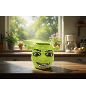 Shrek Tasarımlı Seramik Kupa Bardak, Dekoratif ve Eğlenceli Yeşil Karakter Kupa Modeli Özel