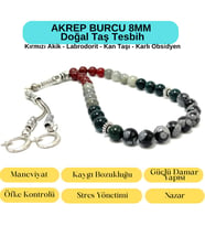 Sertifikalı Akrep Burcu 8mm 33lük Doğal Taş Tesbih