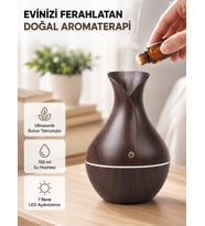 Aromaterapi Difüzör Ahşap Desenli ve Ultrasonik Nemlendirici LED Işıklı