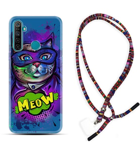 Realme 5i 5 Pro 6i 7 Pro 8 Kılıf Boyun Asklı Rasta Silikon Super Meow 1715