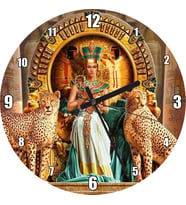 Cakatablo Antik Mısır'da Nefertiti ve Tahtın Yanında Çitalar Duvar Saati