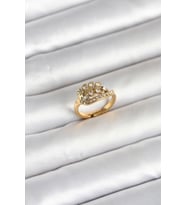 316L Çelik Gold Renk Zirkon Taşlı Kalp Model Kadın Yüzük TJ-BYK4169