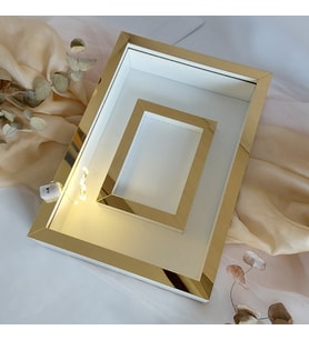 25X35 BEYAZ-GOLD LEDLİ FOTOĞRAF BÖLÜMLÜ ANI ÇERÇEVESİ- NİŞAN SÖZ GÜLLERİNİZ İÇİN ÇERÇEVELER