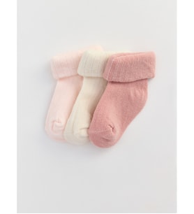 LCW baby Pembe Kız Bebek Soket Çorap 3'lü