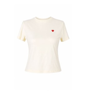 Trender 6746 Kalp Nakış Sarı Kadın T-Shirt 26YI40000050