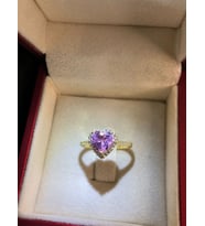 Vog Swarovski Taşlı Pembe Renkli Kalpli 925 Ayar Gümüş Sevgiliye,Anneye,Arkadaşa Yüzük